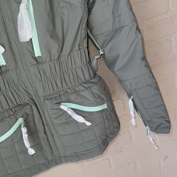 Free People coat ski jacket thumb holes sage green quilted hoodie NEW xs - Picture 5 of 16